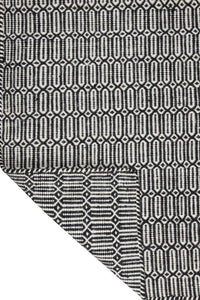BLACK AND WHITE GEOMETRIC HAND WOVEN DHURRIE by Imperial Knots - Image 4