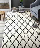 IVORY BLACK MOROCCAN HAND WOVEN DHURRIE