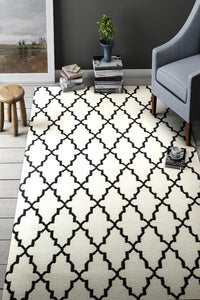 IVORY BLACK MOROCCAN HAND WOVEN DHURRIE by Imperial Knots - Image 2