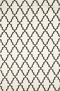 IVORY BLACK MOROCCAN HAND WOVEN DHURRIE by Imperial Knots - Image 1