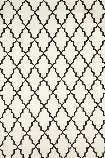 IVORY BLACK MOROCCAN HAND WOVEN DHURRIE
