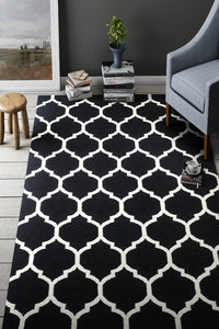 BLACK AND WHITE MOROCCAN HAND WOVEN DHURRIE by Imperial Knots - Image 2