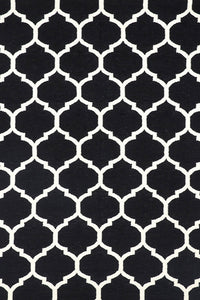 BLACK AND WHITE MOROCCAN HAND WOVEN DHURRIE by Imperial Knots - Image 1