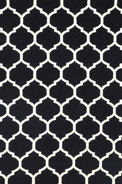 BLACK AND WHITE MOROCCAN HAND WOVEN DHURRIE