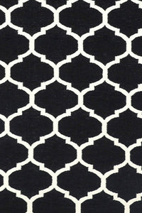 BLACK AND WHITE MOROCCAN HAND WOVEN DHURRIE by Imperial Knots - Image 3