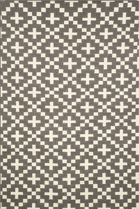 GREY IVORY GEOMETRIC HAND WOVEN DHURRIE by Imperial Knots - Image 1