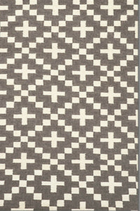 GREY IVORY GEOMETRIC HAND WOVEN DHURRIE by Imperial Knots - Image 3