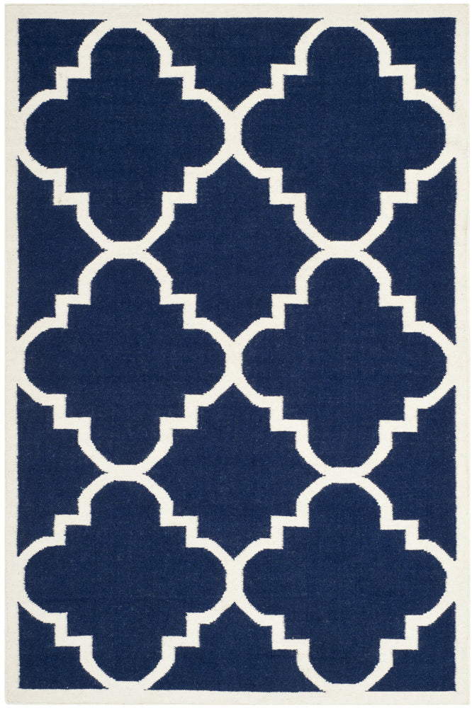 BLUE AND WHITE MOROCCAN HAND WOVEN DHURRIE