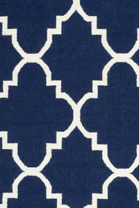 BLUE AND WHITE MOROCCAN HAND WOVEN DHURRIE by Imperial Knots - Image 2