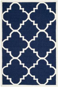 Blue and white moroccan hand woven dhurrie wool hand-woven rug for bedroom