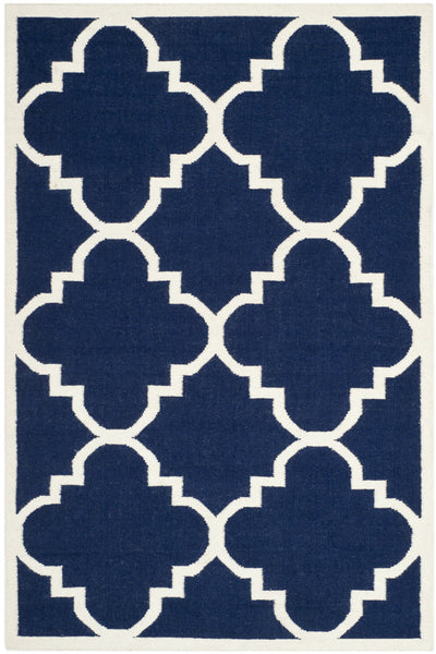 BLUE AND WHITE MOROCCAN HAND WOVEN DHURRIE