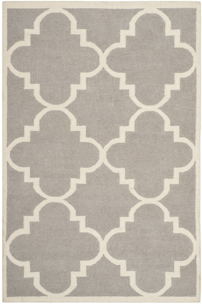 GREY AND WHITE MOROCCAN HAND WOVEN DHURRIE