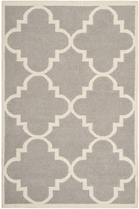 Grey and white moroccan hand woven dhurrie wool hand-woven rug for bedroom