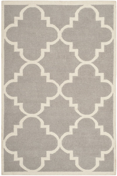 GREY AND WHITE MOROCCAN HAND WOVEN DHURRIE
