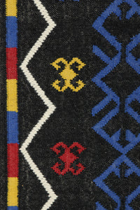 BLACK BLUE KILIM HAND WOVEN DHURRIE by Imperial Knots - Image 3