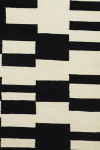 BLACK AND WHITE ABSTRACT HAND WOVEN DHURRIE by Imperial Knots - Image 3