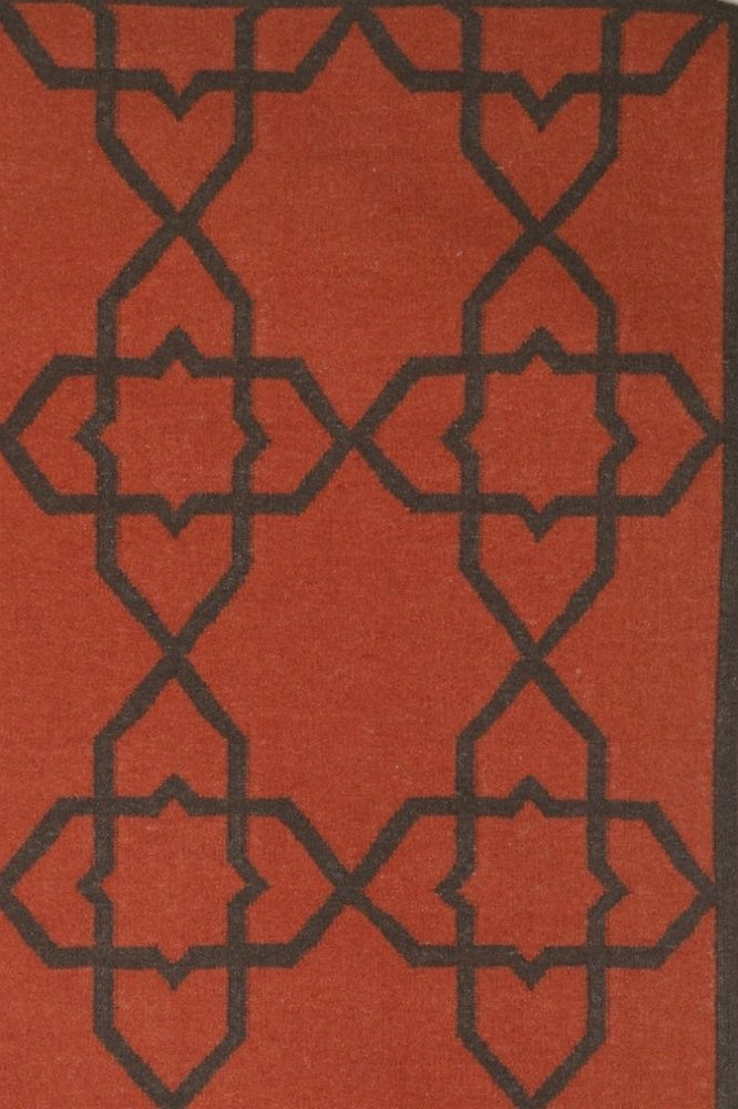 RUST BROWN TRELLIS HAND WOVEN DHURRIE - Imperial Knots