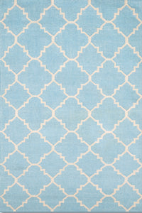 BLUE AND IVORY MOROCCAN HAND WOVEN DHURRIE by Imperial Knots - Image 1