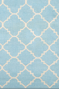 BLUE AND IVORY MOROCCAN HAND WOVEN DHURRIE by Imperial Knots - Image 3