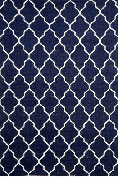 BLUE AND IVORY MOROCCAN HAND WOVEN DHURRIE