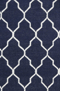BLUE AND IVORY MOROCCAN HAND WOVEN DHURRIE by Imperial Knots - Image 2