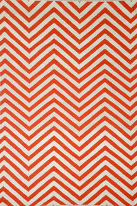 RED AND IVORY ZIG ZAG HAND WOVEN DHURRIE by Imperial Knots - Image 1