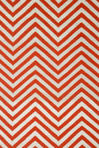 RED AND IVORY ZIG ZAG HAND WOVEN DHURRIE by Imperial Knots - Image 2