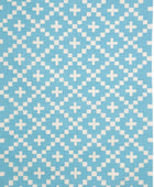 BLUE AND IVORY PIXEL HAND WOVEN DHURRIE