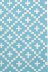 BLUE AND IVORY PIXEL HAND WOVEN DHURRIE by Imperial Knots - Image 3