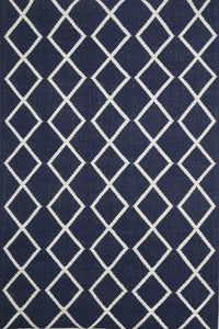 INDIGO DIAMOND HANDWOVEN DHURRIE by Imperial Knots - Image 1