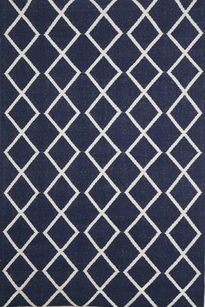 INDIGO DIAMOND HANDWOVEN DHURRIE