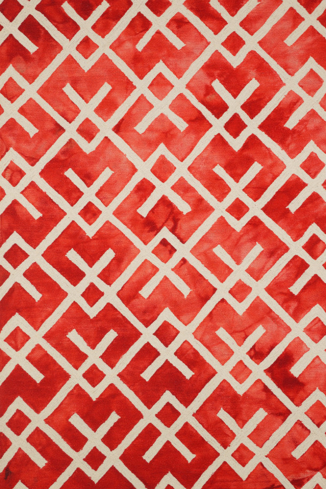 RED DIP DYED LINKS HAND TUFTED CARPET