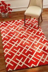 RED DIP DYED LINKS HAND TUFTED CARPET by Imperial Knots - Image 2
