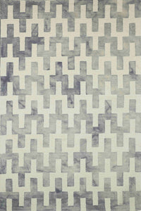 GREY DIP DYED WISHBONE HAND TUFTED CARPET by Imperial Knots - Image 1