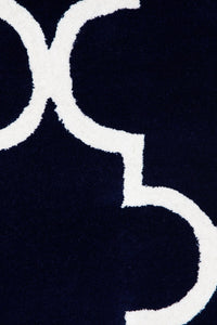 NAVY BLUE AND WHITE MOROCCAN HAND TUFTED CARPET by Imperial Knots - Image 3