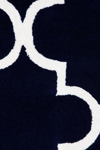 NAVY BLUE AND WHITE MOROCCAN HAND TUFTED CARPET by Imperial Knots - Image 3