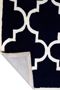 NAVY BLUE AND WHITE MOROCCAN HAND TUFTED CARPET by Imperial Knots - Image 4