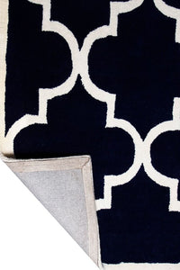 NAVY BLUE AND WHITE MOROCCAN HAND TUFTED CARPET by Imperial Knots - Image 4