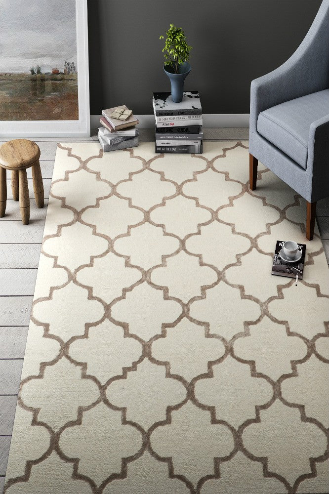 IVORY MOROCCAN HAND TUFTED CARPET