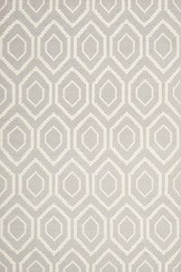 GREY AND IVORY DIAMOND HAND WOVEN DHURRIE by Imperial Knots - Image 1