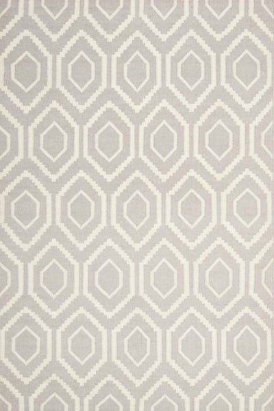GREY AND IVORY DIAMOND HAND WOVEN DHURRIE