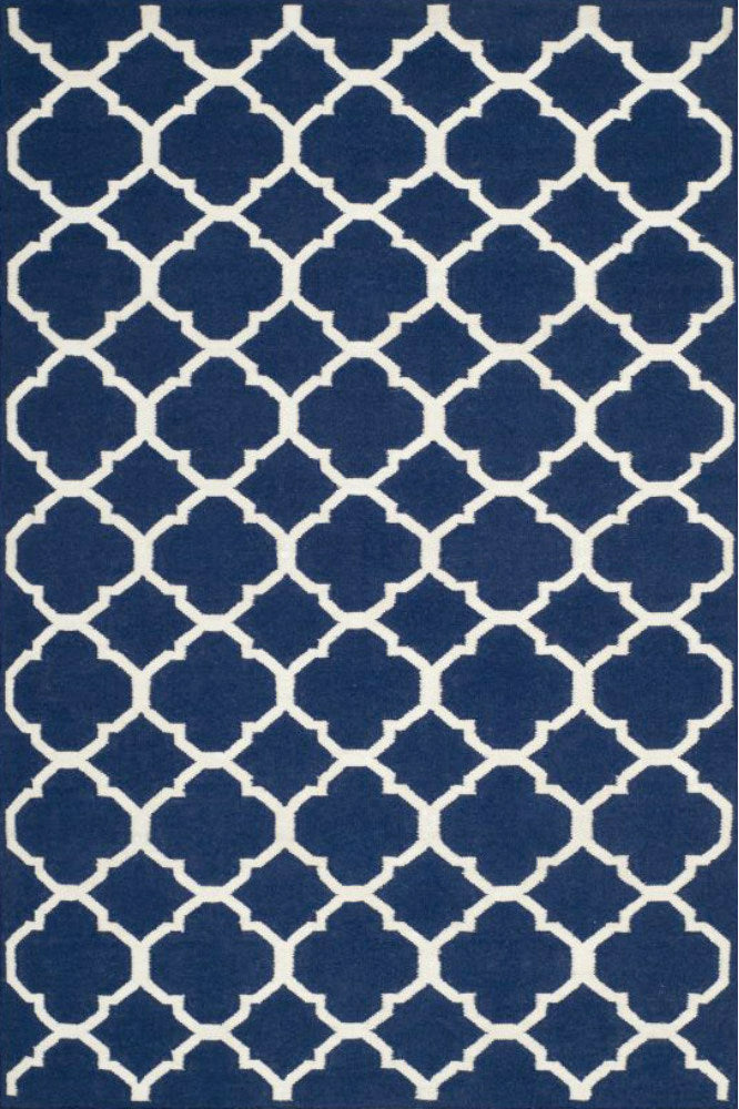 BLUE AND WHITE MOROCCAN HAND WOVEN DHURRIE