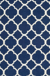 BLUE AND WHITE MOROCCAN HAND WOVEN DHURRIE by Imperial Knots - Image 2