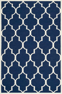 BLUE AND IVORY MOROCCAN HAND WOVEN DHURRIE by Imperial Knots - Image 1