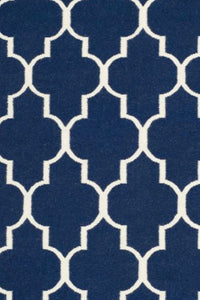 BLUE AND IVORY MOROCCAN HAND WOVEN DHURRIE by Imperial Knots - Image 2