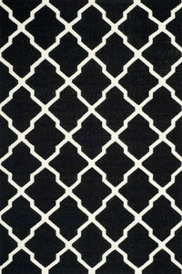 BLACK AND WHITE TRELLIS HAND WOVEN DHURRIE by Imperial Knots - Image 1