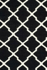 BLACK AND WHITE TRELLIS HAND WOVEN DHURRIE by Imperial Knots - Image 2