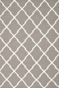 GREY IVORY TRELLIS HAND WOVEN DHURRIE by Imperial Knots - Image 1