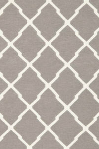 GREY IVORY TRELLIS HAND WOVEN DHURRIE by Imperial Knots - Image 2