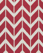RED AND IVORY HERRINGBONE HAND WOVEN DHURRIE - Imperial Knots